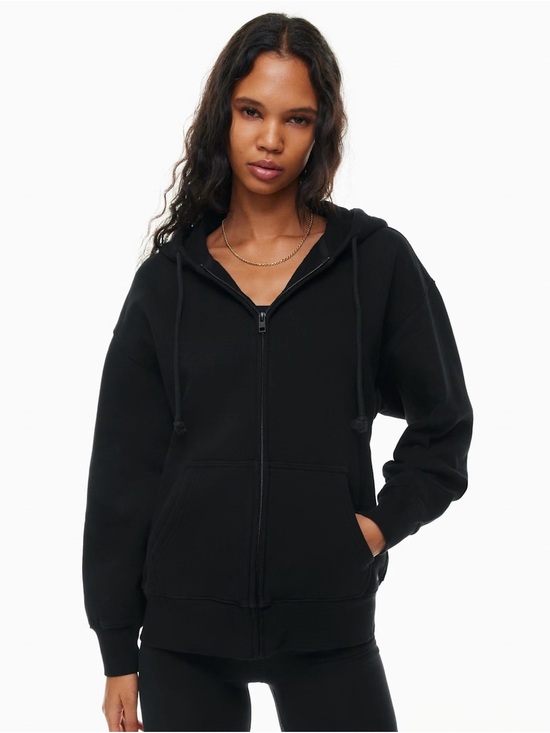 TNA Tops - ARITZIA TNA cozy boyfriend fit black hoodie Sweatfleece oversized zip up comfy